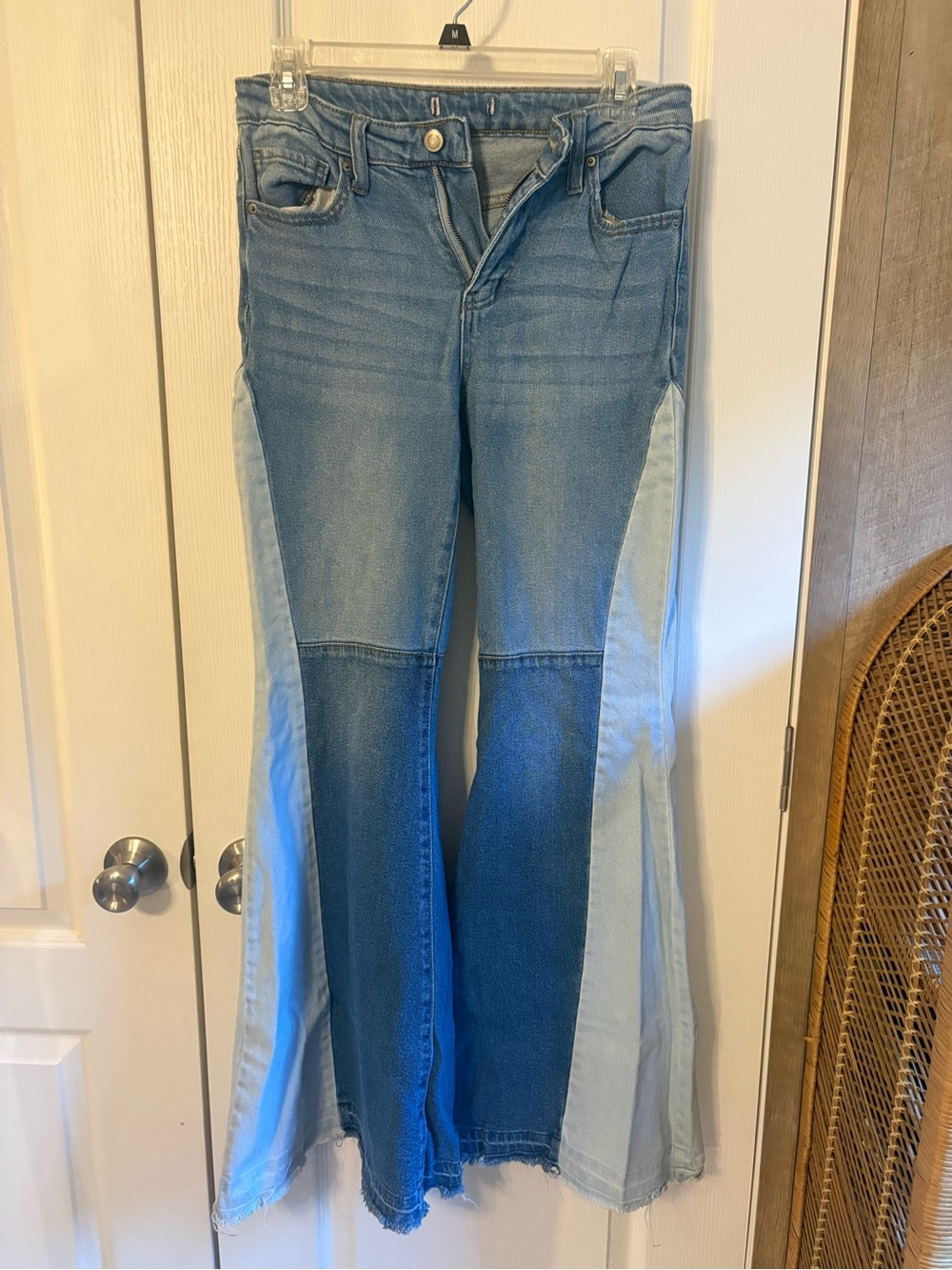 Light Blue Two-Tone bell bottom Women's Jeans